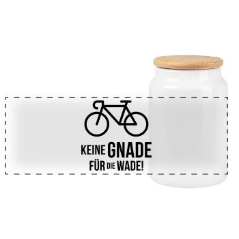 Keine Gnade Für Die Wade! Rennrad Radsport Radl V1 - Panorama Keksdose mit Holzdeckel - Weiß - Vorne
