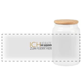 JGA Ich heirate die anderen feiern - Panorama Keksdose mit Holzdeckel - Weiß - Vorne