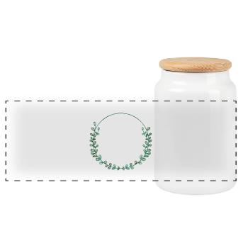 simpel_green_wreath - Panoramic Cookie Jar with Wooden Lid - white - Front