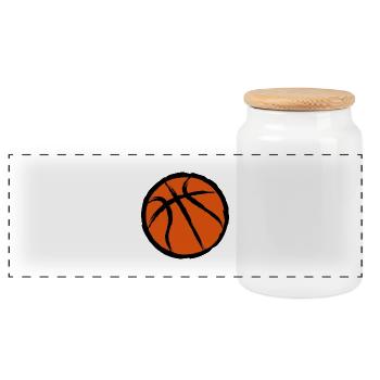 basket-ball - Boîte à biscuits avec couvercle en bois - blanc - Devant