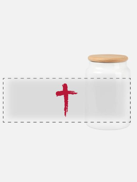 Christentum Religion Kreuz - Panorama Keksdose mit Holzdeckel - Weiß
