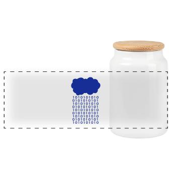 Bit rain cloud computer scientist - Panoramic Cookie Jar with Wooden Lid - white - Front
