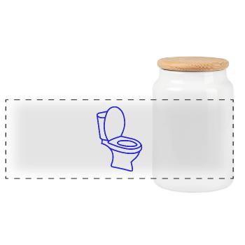 Toilet toilet - Panoramic Cookie Jar with Wooden Lid - white - Front