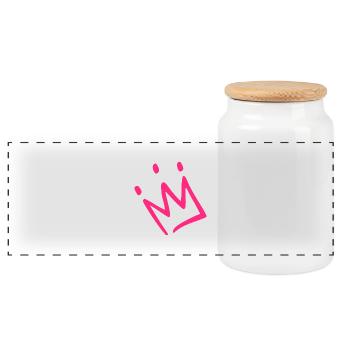Crown pink - Panoramic Cookie Jar with Wooden Lid - white - Front