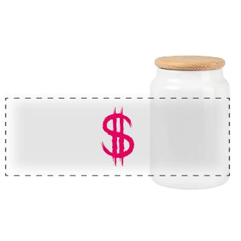 Signe dollar signe dollar argent brosse rose - Boîte à biscuits avec couvercle en bois - blanc - Devant