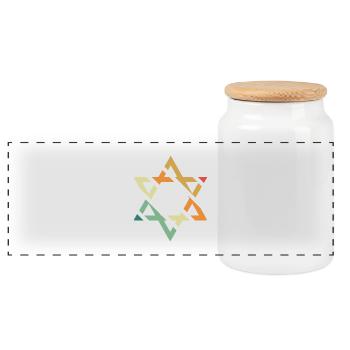 star of David - Panoramic Cookie Jar with Wooden Lid - white - Front