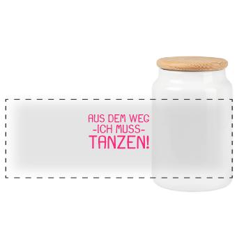 Aus dem Weg ich muss tanzen - Panorama Keksdose mit Holzdeckel - Weiß - Vorne