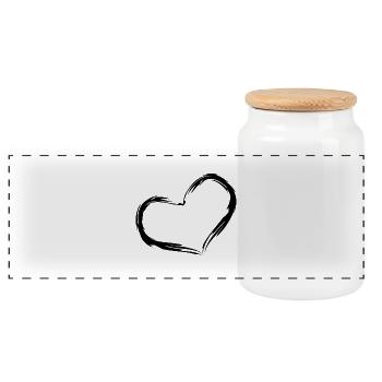 Pinceau design coeur noir - Boîte à biscuits avec couvercle en bois - blanc - Devant