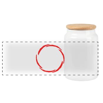 Kreis Symbol neue Variante Rot - Panorama Keksdose mit Holzdeckel - Weiß - Vorne