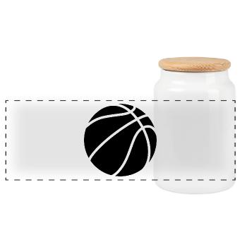 Basket-ball logo noir - Boîte à biscuits avec couvercle en bois - blanc - Devant