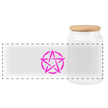 Pentagram symbol purple - Panoramic Cookie Jar with Wooden Lid - white - Front