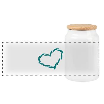 Coeur amour coeur - Boîte à biscuits avec couvercle en bois - blanc - Devant