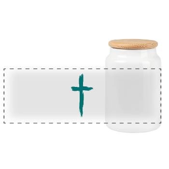 Cross christianity religion symbol - Panoramic Cookie Jar with Wooden Lid - white - Front