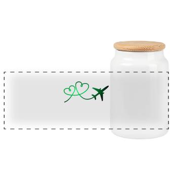 Airplane aviator with heart - Panoramic Cookie Jar with Wooden Lid - white - Front