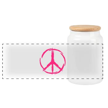 Peace symbol pink peace freedom - Panoramic Cookie Jar with Wooden Lid - white - Front