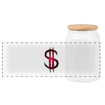 Signe dollar dollar argent symbole - Boîte à biscuits avec couvercle en bois - blanc - Devant