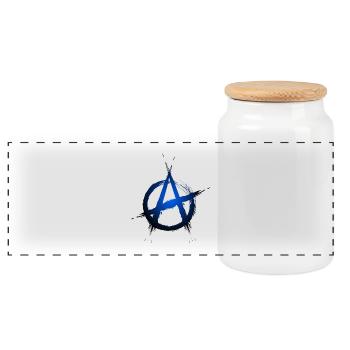 Anarchy symbol - Panoramic Cookie Jar with Wooden Lid - white - Front