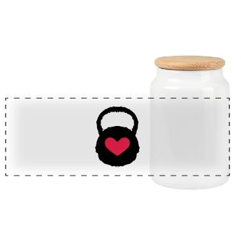 Weight heart workout fitness - Panoramic Cookie Jar with Wooden Lid - white - Front