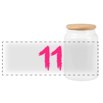 Number 11 Favorite number number - Panoramic Cookie Jar with Wooden Lid - white - Front