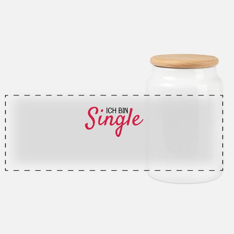 Ich bin Single Spruch - Panorama Keksdose mit Holzdeckel - Weiß