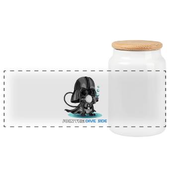 Dive Side - Panoramic Cookie Jar with Wooden Lid - white - Front