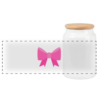 Bow decoration ornament elegant pink - Panoramic Cookie Jar with Wooden Lid - white - Front