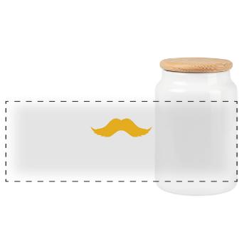 Barbe à lèvres Moustache Barbe à la barbe - Boîte à biscuits avec couvercle en bois - blanc - Devant