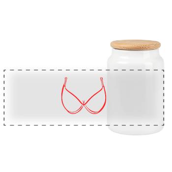 Frau Brüste BH Sexy - Panorama Keksdose mit Holzdeckel - Weiß - Vorne