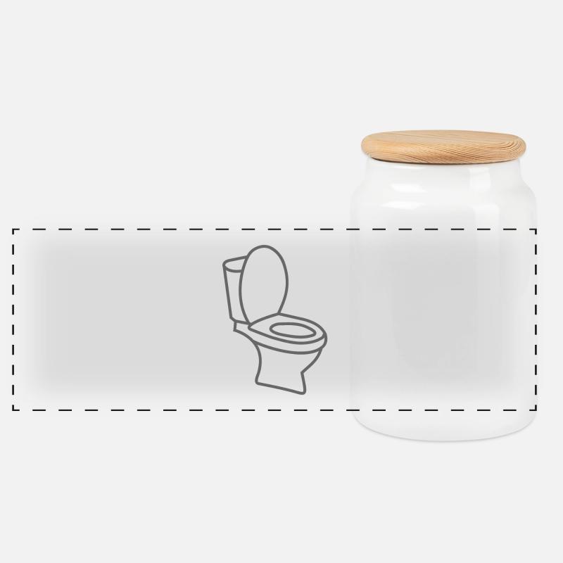Klo WC Toilette - Panorama Keksdose mit Holzdeckel - Weiß