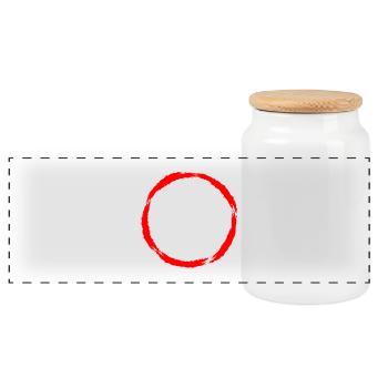 Circle symbol Circle shape red brush - Panoramic Cookie Jar with Wooden Lid - white - Front