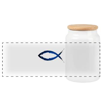 Christianisme poisson symbole religion - Boîte à biscuits avec couvercle en bois - blanc - Devant