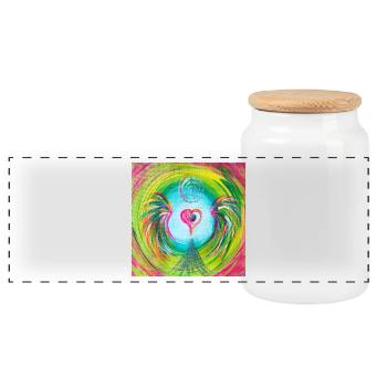 Herzengel "dissolving hate, resentment & anger - Panoramic Cookie Jar with Wooden Lid - white - Front