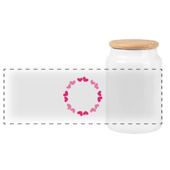 Kreis Herz Symbol Liebe Geschenk - Panorama Keksdose mit Holzdeckel - Weiß - Vorne