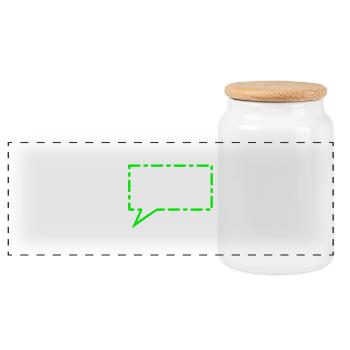 Speech bubble in green - Panoramic Cookie Jar with Wooden Lid - white - Front