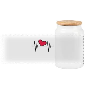Herz Symbol Herzschlag Linie Ornament Liebe - Panorama Keksdose mit Holzdeckel - Weiß - Vorne