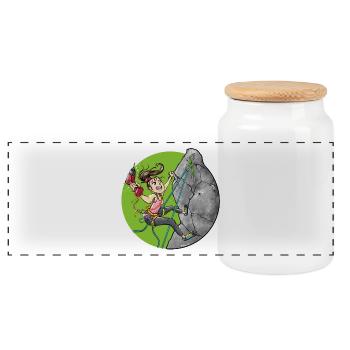 Erstbegeherin Neutour - Kletter T-Shirt - Panorama Keksdose mit Holzdeckel - Weiß - Vorne
