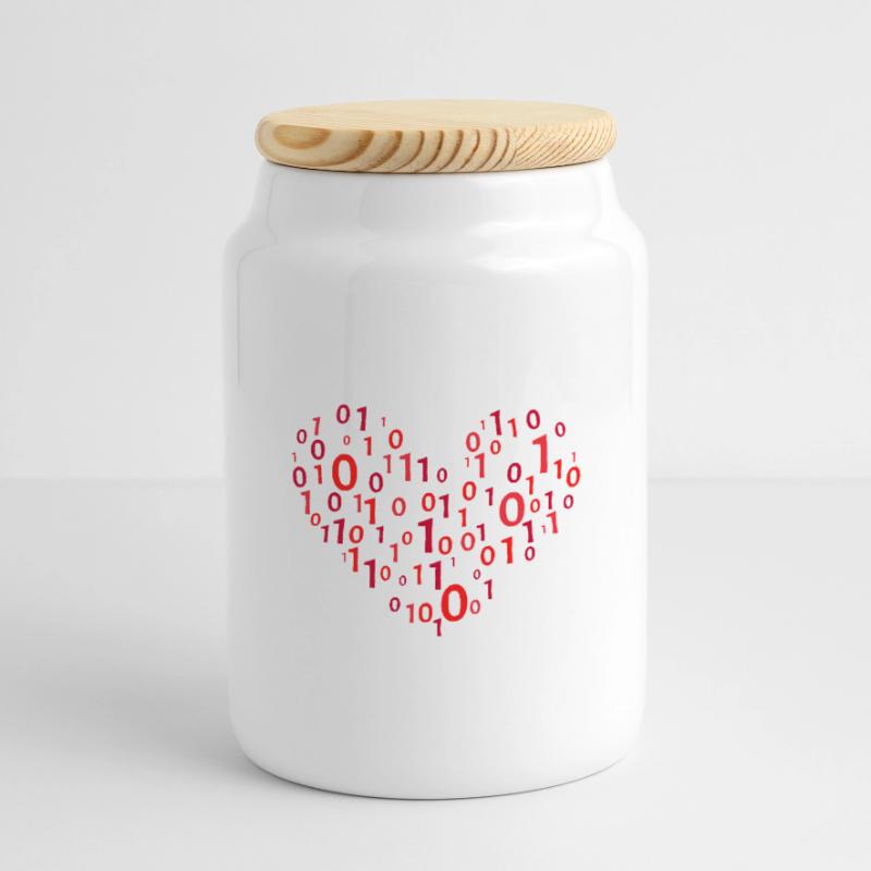Code de cœur informatique Codage Boîte à biscuits avec couvercle en bois