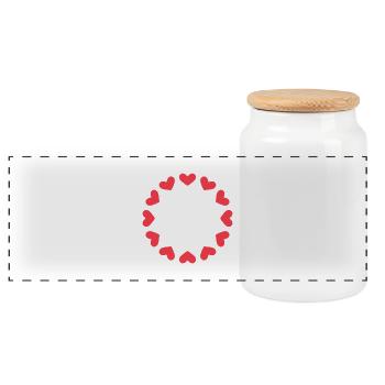 Heart circle - Panoramic Cookie Jar with Wooden Lid - white - Front