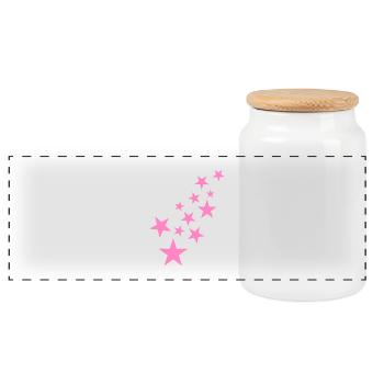 Stern Sternchen Muster Symbol Rosa - Panorama Keksdose mit Holzdeckel - Weiß - Vorne
