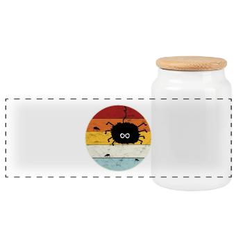 Retro spider fly insect nature walking insect - Panoramic Cookie Jar with Wooden Lid - white - Front