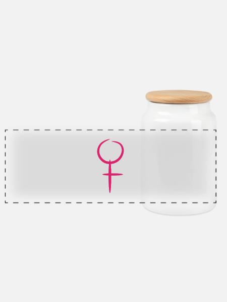Venus symbol woman girl pink - Panoramic Cookie Jar with Wooden Lid - white