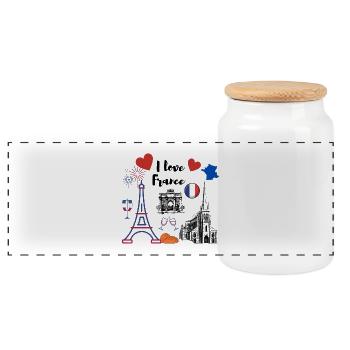 I LOVE FRANCE - Boîte à biscuits avec couvercle en bois - blanc - Devant