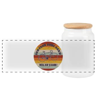 Retro Fahrrad Rad Fahren Ohne Akku Fun Geschenk - Panorama Keksdose mit Holzdeckel - Weiß - Vorne