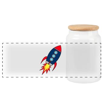 Lancement de fusée Rocket * - Boîte à biscuits avec couvercle en bois - blanc - Devant