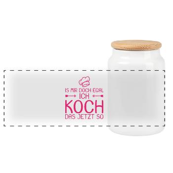 Ich koch das jetzt so Spruch lustig Geschenk Koch - Panorama Keksdose mit Holzdeckel - Weiß - Vorne