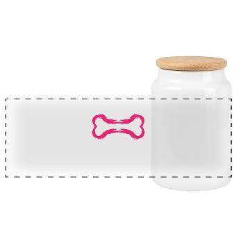 Icône de chien brosse à os rose - Boîte à biscuits avec couvercle en bois - blanc - Devant