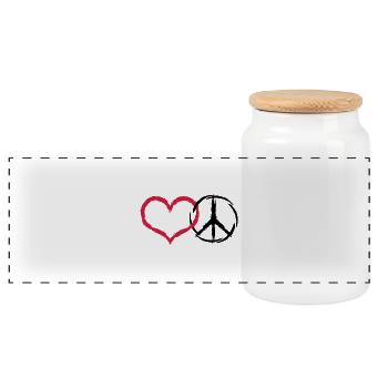 Cadeau de signe de paix coeur et paix symbole - Boîte à biscuits avec couvercle en bois - blanc - Devant