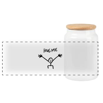 Hug me hug cadeau bonhomme allumette - Boîte à biscuits avec couvercle en bois - blanc - Devant