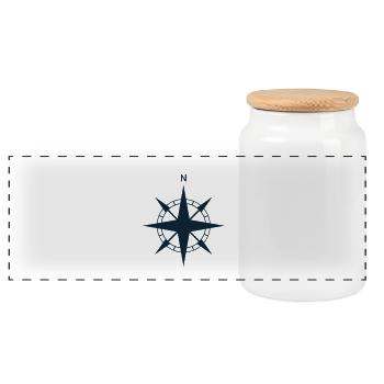 Compass Wind Rose Navigation Shipping - Panoramic Cookie Jar with Wooden Lid - white - Front