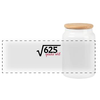 25th birthday root of 625 math gift - Panoramic Cookie Jar with Wooden Lid - white - Front